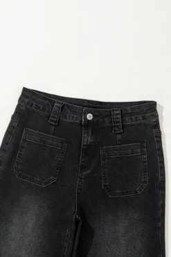 Online Dear-Lover Wide Leg Pocketed High Waist Jeans Black