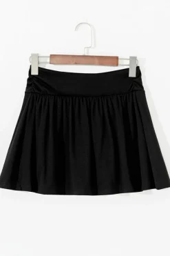 Online Dear-Lover Wide Waistband Ruched Skort Black