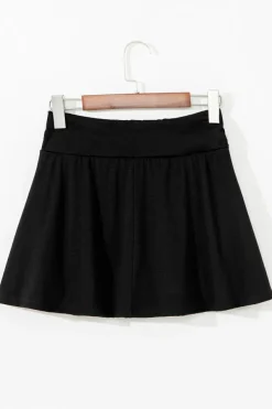 Online Dear-Lover Wide Waistband Ruched Skort Black