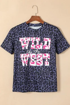 Discount Dear-Lover WILD like the WEST Leopard Tee Black