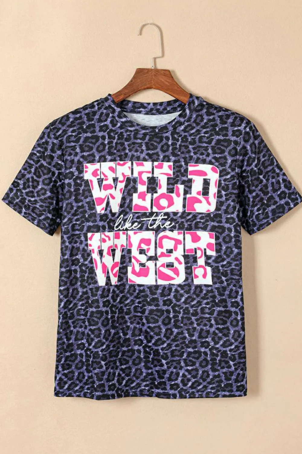 Discount Dear-Lover WILD like the WEST Leopard Tee Black