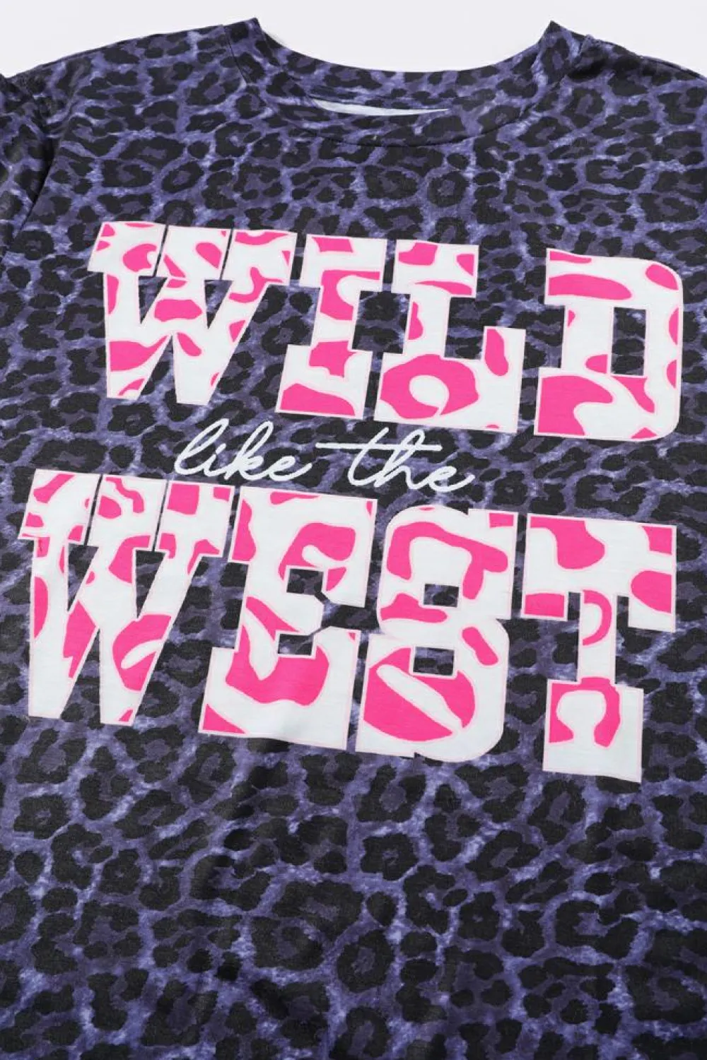 Discount Dear-Lover WILD like the WEST Leopard Tee Black