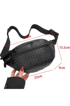 New Dear-Lover Woven Style PU Leather Large Crossbody Bag Black