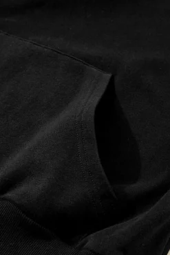 Clearance Dear-Lover Zip-up Stand Neck Kangaroo Pocket Sweatshirt Black