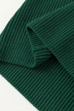 New Dear-Lover Chest Pocket V Neck Ribbed Cap Sleeve Sweater Blackish Green