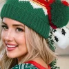 Online Dear-Lover Christmas Color Block Pom Pom Knitted Hat Blackish Green
