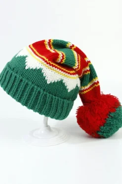 Online Dear-Lover Christmas Color Block Pom Pom Knitted Hat Blackish Green