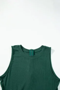 Hot Dear-Lover Cinched Waist Sleeveless Wide Leg Jumpsuit Blackish Green
