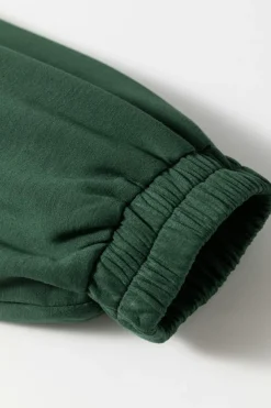 Best Dear-Lover Collared Half Zip French Terry Knit Drawstring Casual Romper Blackish Green