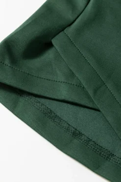 Best Dear-Lover Collared Half Zip French Terry Knit Drawstring Casual Romper Blackish Green