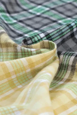 Discount Dear-Lover Contrast Plaid Patchwork Chest Pocket Button up Shacket Blackish Green