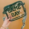 Sale Dear-Lover GAME DAY Chenille Embroidered Clear PVC Shoulder Bag Blackish Green