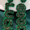 New Dear-Lover GOOD LUCK Rice Beaded Dangle Earrings Blackish Green