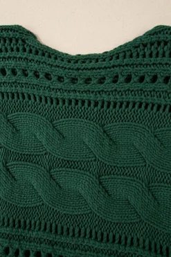 Outlet Dear-Lover Hollow-out Cable Knit Cropped Sweater Blackish Green