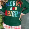 New Dear-Lover Merry And Bright Cable Knit Pullover Sweatshirt Blackish Green
