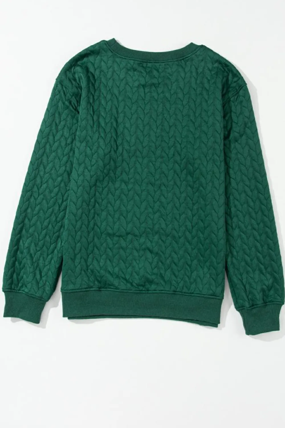 New Dear-Lover Merry And Bright Cable Knit Pullover Sweatshirt Blackish Green