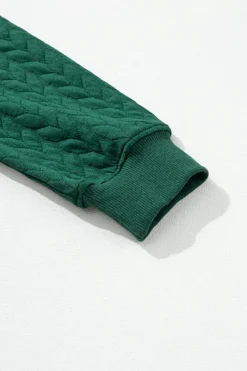 New Dear-Lover Merry And Bright Cable Knit Pullover Sweatshirt Blackish Green