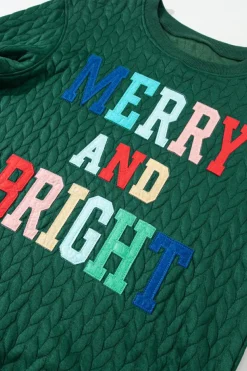 New Dear-Lover Merry And Bright Cable Knit Pullover Sweatshirt Blackish Green