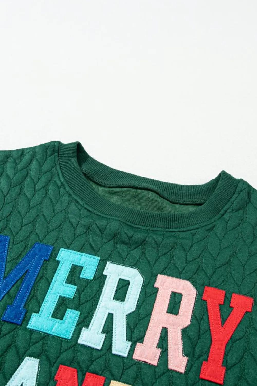 New Dear-Lover Merry And Bright Cable Knit Pullover Sweatshirt Blackish Green