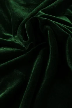 Hot Dear-Lover Mock Neck Puff Sleeve Velvet Blouse Blackish Green