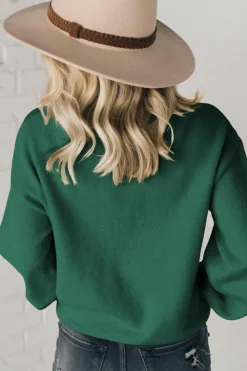 Outlet Dear-Lover Pearl Beaded Merry Casual Sweater Blackish Green