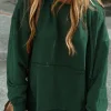 Sale Dear-Lover Quilted Patchwork Exposed Seam Hoodie Blackish Green