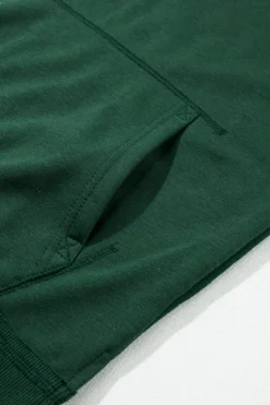 Sale Dear-Lover Quilted Patchwork Exposed Seam Hoodie Blackish Green