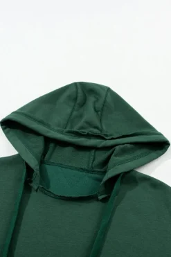 Sale Dear-Lover Quilted Patchwork Exposed Seam Hoodie Blackish Green