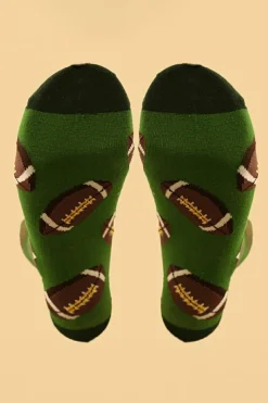 New Dear-Lover Rugby Football Print Mid-length Socks Blackish Green