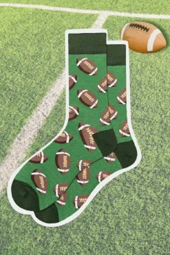 New Dear-Lover Rugby Football Print Mid-length Socks Blackish Green