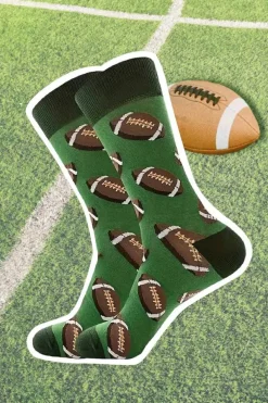 New Dear-Lover Rugby Football Print Mid-length Socks Blackish Green