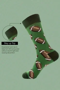New Dear-Lover Rugby Football Print Mid-length Socks Blackish Green
