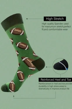 New Dear-Lover Rugby Football Print Mid-length Socks Blackish Green