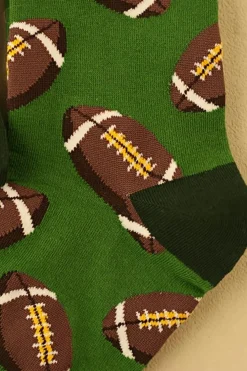 New Dear-Lover Rugby Football Print Mid-length Socks Blackish Green
