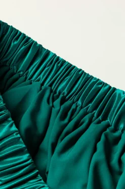 Best Dear-Lover Satin Elastic Waist Pleated Maxi Skirt Blackish Green