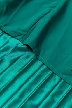 Best Dear-Lover Satin Elastic Waist Pleated Maxi Skirt Blackish Green
