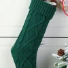 Clearance Dear-Lover Textured Knit Christmas Stocking Ornament Blackish Green
