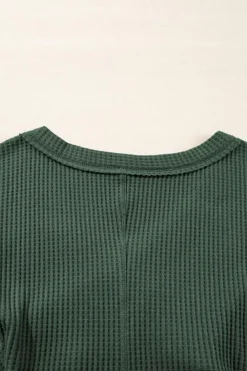Sale Dear-Lover Waffle Knit Slim Fit Wrap V Neck Bodysuit Blackish Green