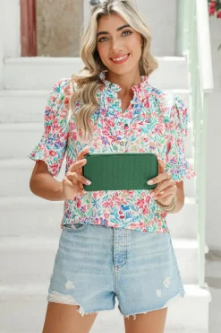 Best Dear-Lover Woven Textured Zip Around Long Wallet Blackish Green
