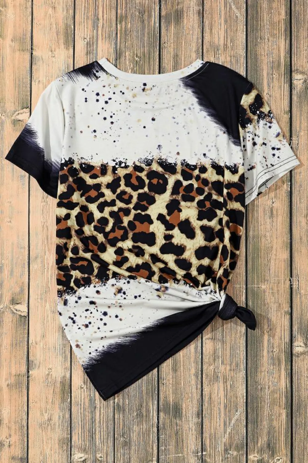 Hot Dear-Lover Bleached Short Sleeve Top Leopard