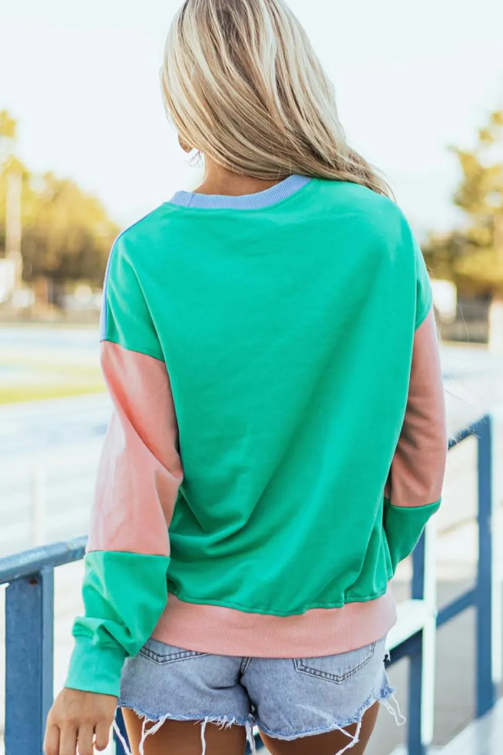 Outlet Dear-Lover Colorblock Patchwork Drop Shoulder Sweatshirt Blossom