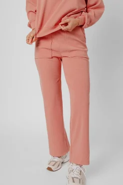 New Dear-Lover Ribbed Knit Drop Shoulder Pocketed Two Piece Lounge Set Blossom
