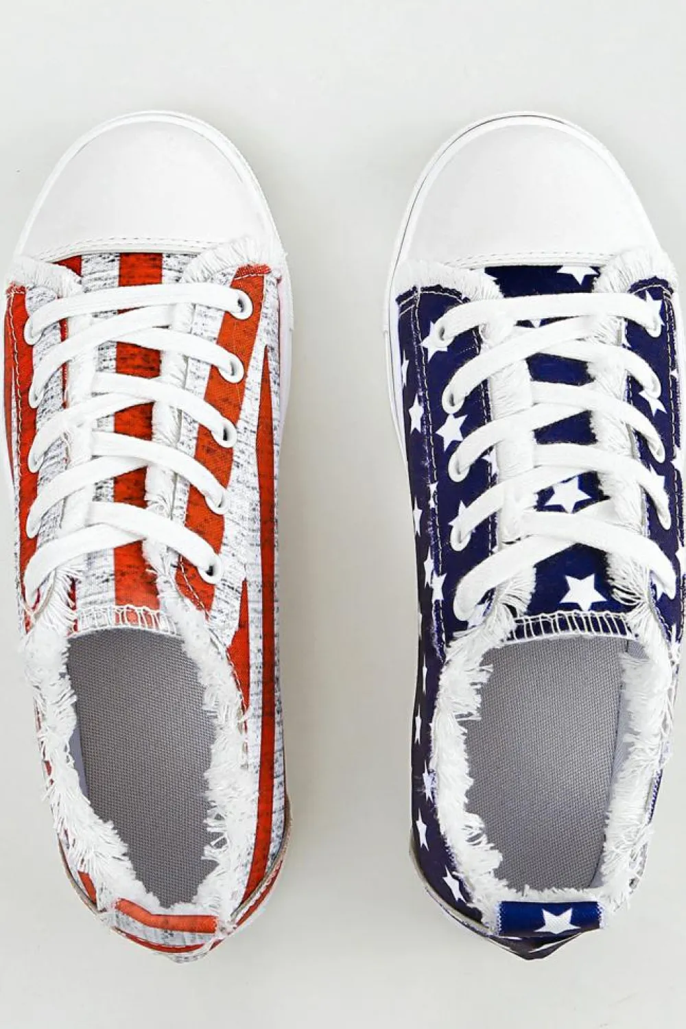 New Dear-Lover American Flag Lace-up Canvas Flat Shoes Blue