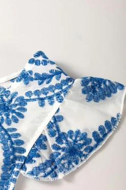 Discount Dear-Lover Boho Print Flutter Sleeve Crew Neck Blouse Blue