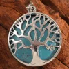 Online Dear-Lover Boho Tree of Life Crystal Round Pendant Necklace Blue