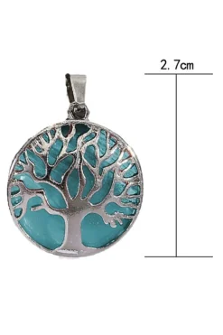 Online Dear-Lover Boho Tree of Life Crystal Round Pendant Necklace Blue