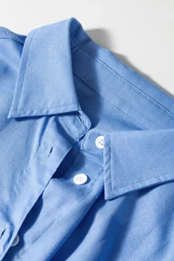Hot Dear-Lover Boyfriend Chest Pocket Tunic Shirt Blue