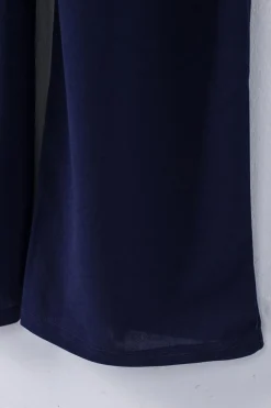 New Dear-Lover Bracelet Sleeve Waist Tie Wide Leg Jumpsuit Blue