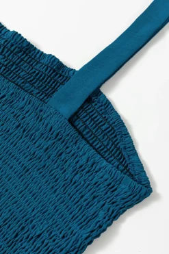 Best Dear-Lover Casual Pocketed Smocked Sleeveless Romper Blue