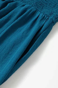 Best Dear-Lover Casual Pocketed Smocked Sleeveless Romper Blue